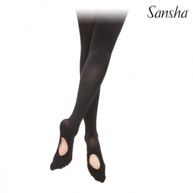 Baletinės pėdkelnės „Sansha" su skyle „T90" (baleto rožinė, juoda sp.) 1